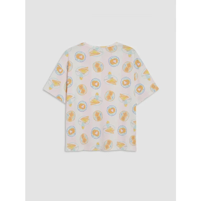 LCW DREAM Ekru Baskılı Kadın Şortlu Pijama Takımı