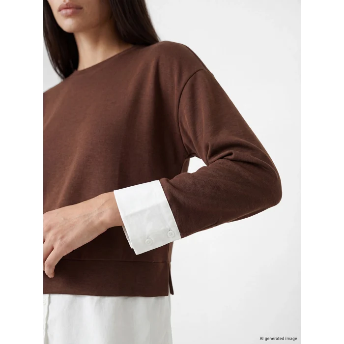 LCW EVERYDAY Kahverengi Soft Touch Oversize Kadın Sweatshirt Tunik