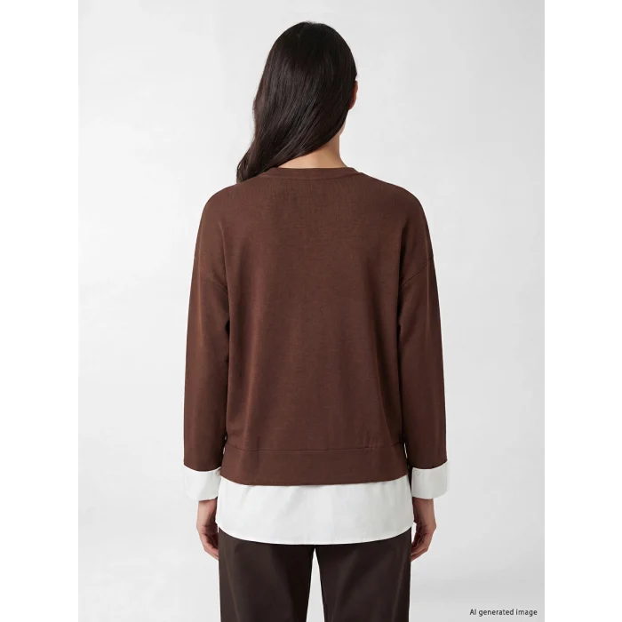 LCW EVERYDAY Kahverengi Soft Touch Oversize Kadın Sweatshirt Tunik