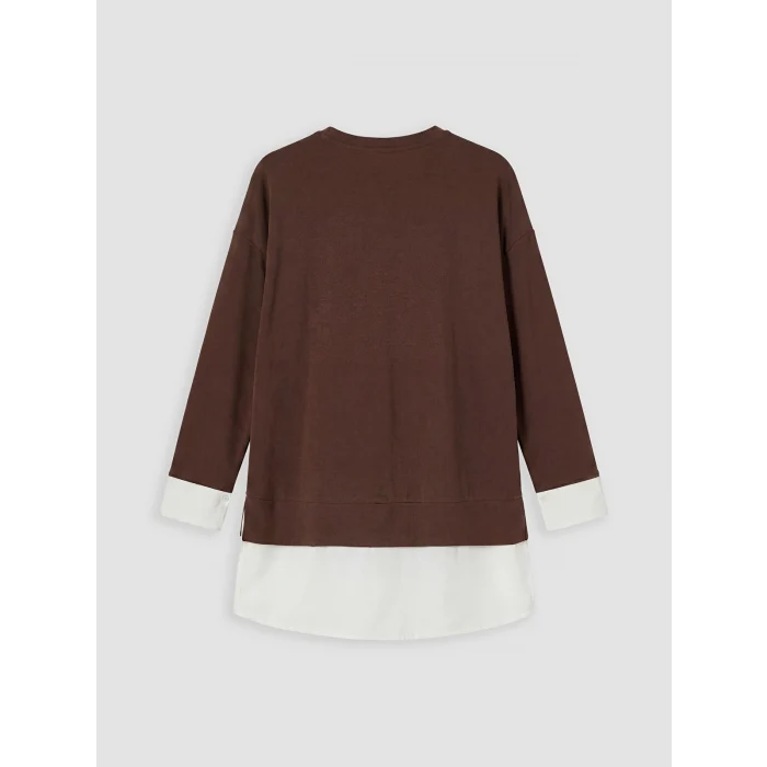 LCW EVERYDAY Kahverengi Soft Touch Oversize Kadın Sweatshirt Tunik