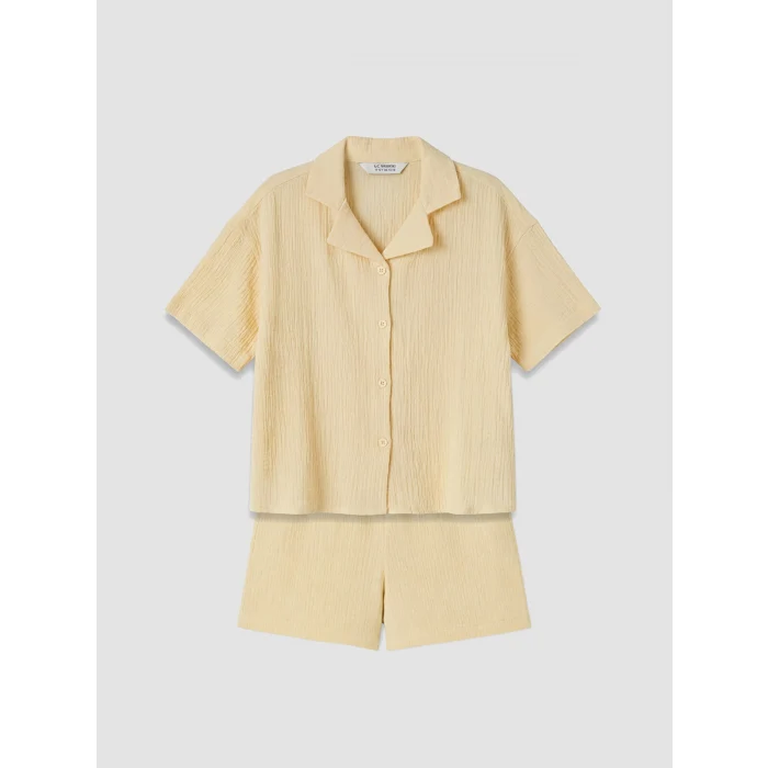 LCW Kids Bej Kız Çocuk Müslin Şortlu Takım
