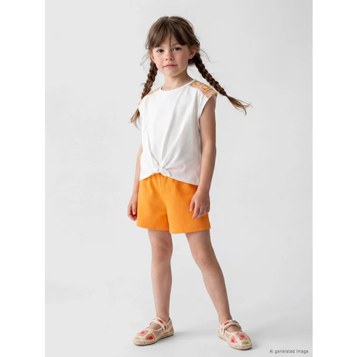 LCW Kids Beyaz Desenli Kız Çocuk Takım