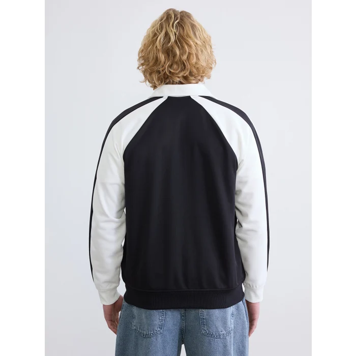 XSIDE Siyah Loose Fit New York Baskılı Erkek Fermuarlı Sweatshirt