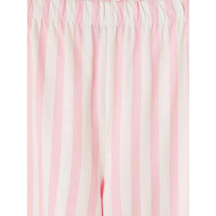 LCW Young Pembe Bisiklet Yaka Baskılı Kadın Pijama Takımı
