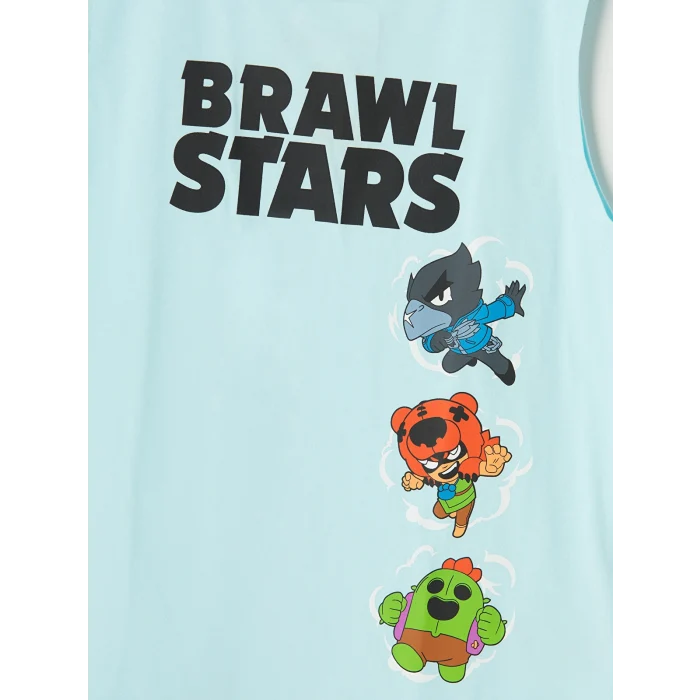LCW Kids Mavi Bisiklet Yaka Brawl Stars Baskılı Erkek Çocuk Atlet