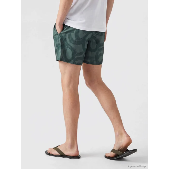 LCW SWIMWEAR Haki Kısa Boy Desenli Erkek Deniz Şortu