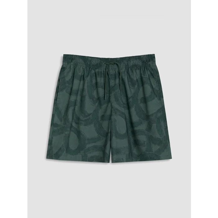 LCW SWIMWEAR Haki Kısa Boy Desenli Erkek Deniz Şortu