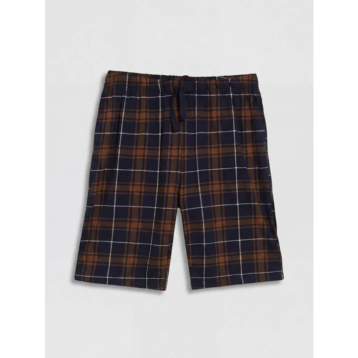 LC WAIKIKI Lacivert Standart Kalıp Ekose Erkek Şortlu Pijama Takımı