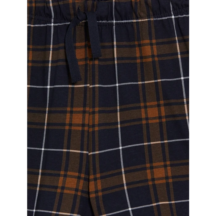 LC WAIKIKI Lacivert Standart Kalıp Ekose Erkek Şortlu Pijama Takımı