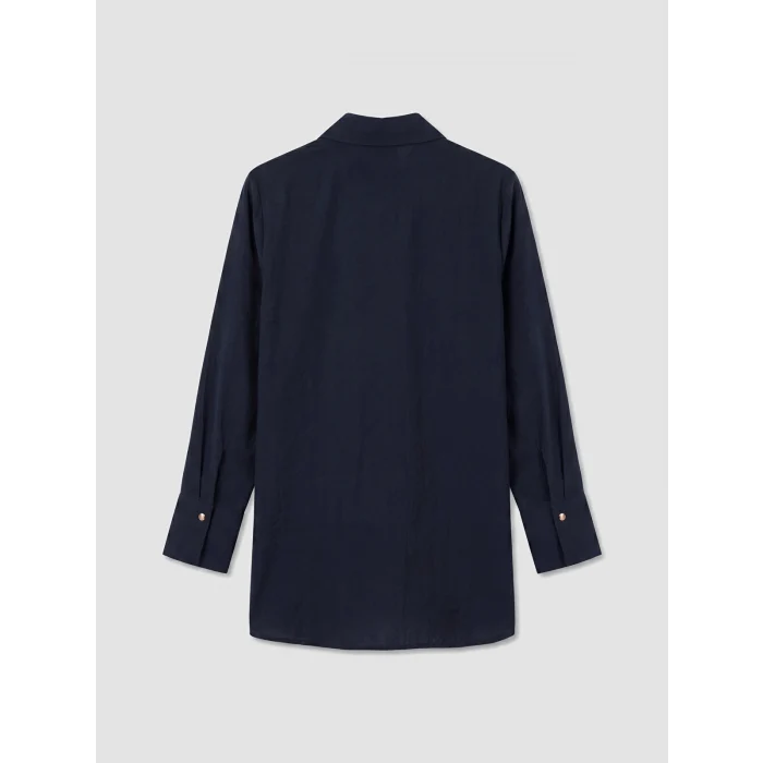 LCW Modest Lacivert Modal Karışımlı Kadın Gömlek Tunik