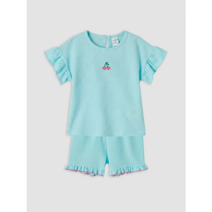 LCW Kids Yeşil Nakışlı Kız Çocuk Takım