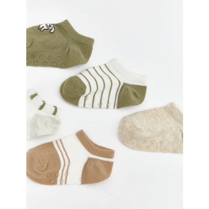 LCW baby Yeşil Erkek Bebek Patik Çorap 5li
