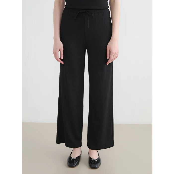 LCW Modest Siyah Beli Lastikli Dokulu Kadın Pantolon