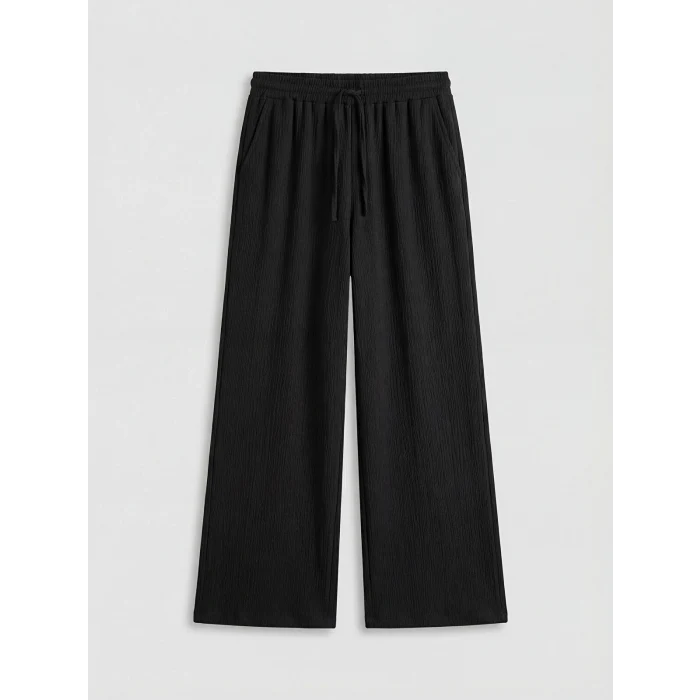 LCW Modest Siyah Beli Lastikli Dokulu Kadın Pantolon