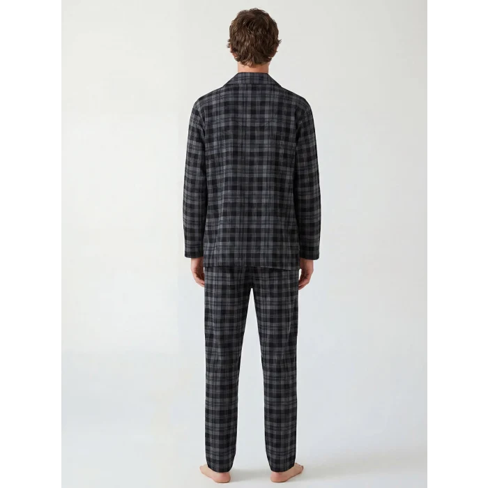 LC WAIKIKI Siyah Standart Kalıp Ekose Erkek Pijama Takımı