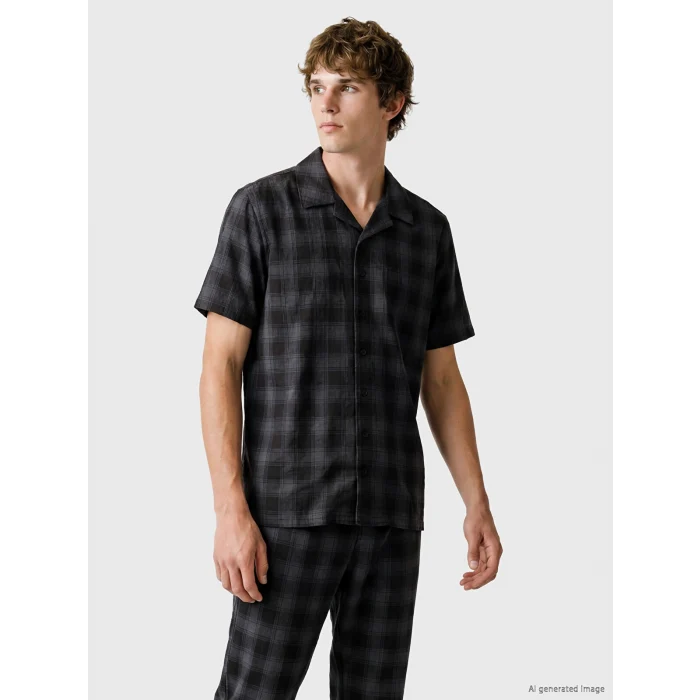 LC WAIKIKI Antrasit Regular Fit Ekose Erkek Pijama Takımı