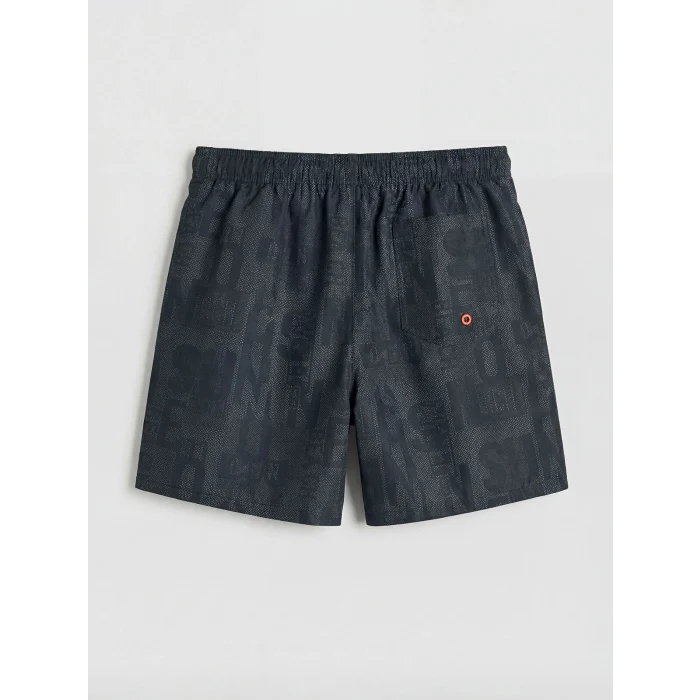 LCW SWIMWEAR Siyah Kısa Boy Baskılı Erkek Deniz Şortu