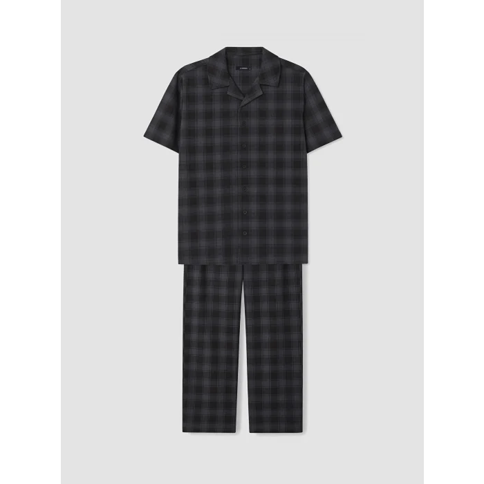 LC WAIKIKI Antrasit Regular Fit Ekose Erkek Pijama Takımı