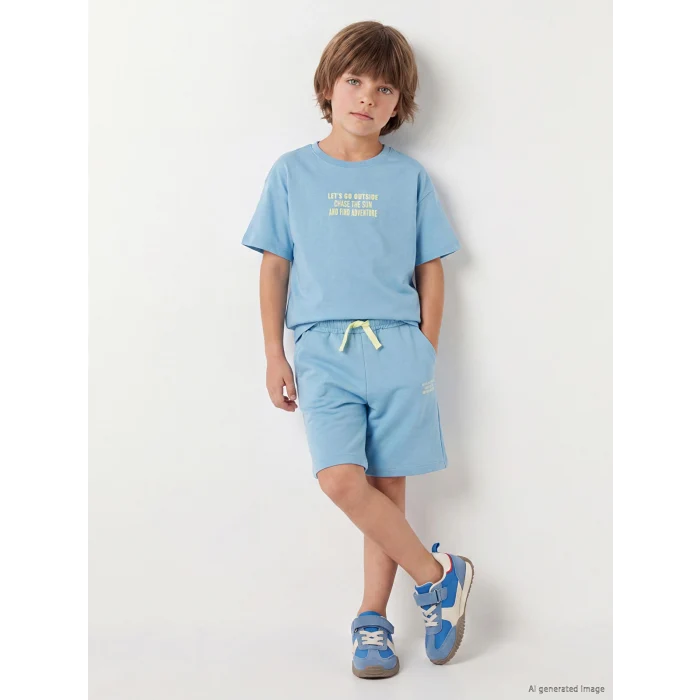 LCW Kids Mavi Baskılı Erkek Çocuk Takım