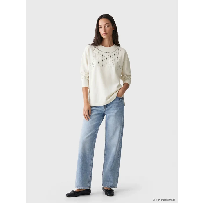LCW EVERYDAY Bej Taşlı Soft Touch Kadın Tunik