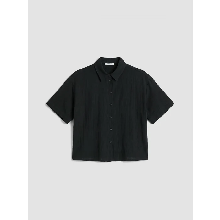 XSIDE Siyah Oversize Müslin Kadın Gömlek