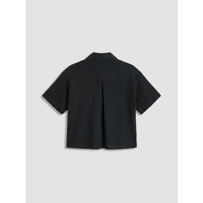 XSIDE Siyah Oversize Müslin Kadın Gömlek