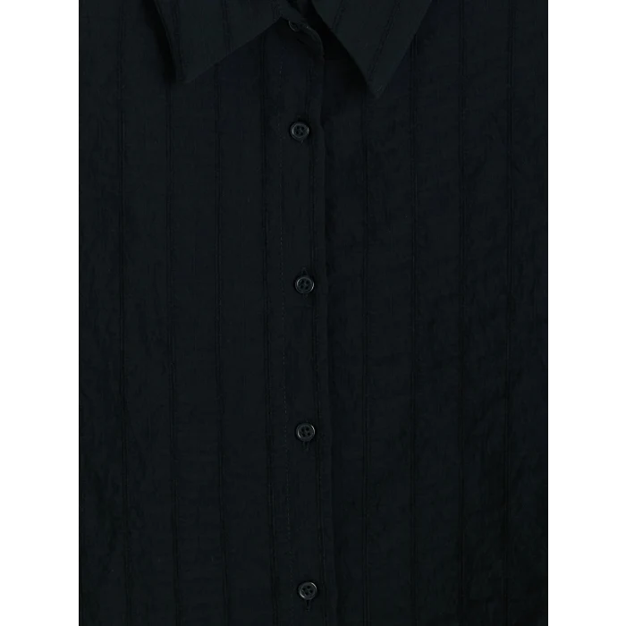 LCW Modest Siyah Çizgili Oversize Kadın Gömlek Tunik