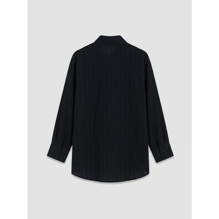LCW Modest Siyah Çizgili Oversize Kadın Gömlek Tunik