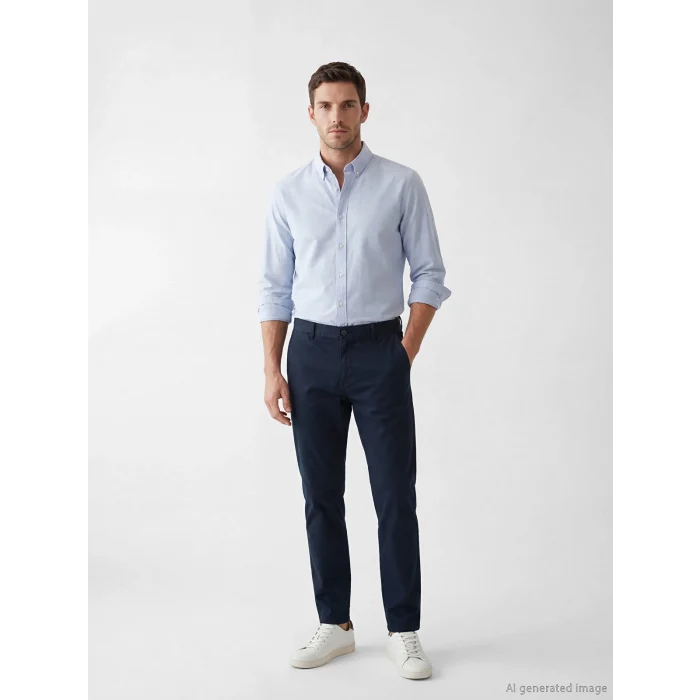 LCWAIKIKI Classic Lacivert Slim Fit Gabardin Erkek Chino Pantolon