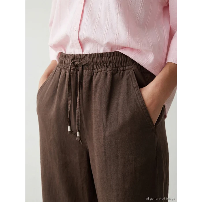 LCW Jeans Kahverengi Beli Lastikli Balloon Fit Kadın Jean Pantolon