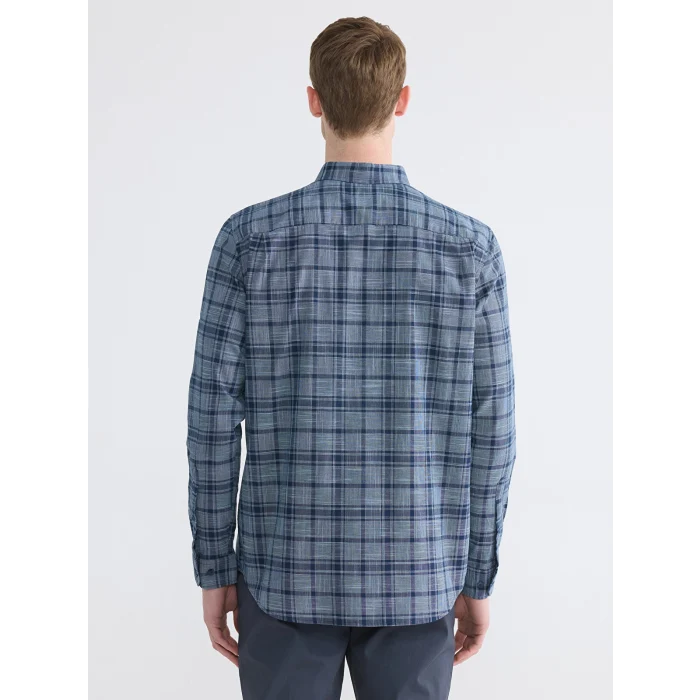 LCWAIKIKI Classic Lacivert Regular Fit Ekose Poplin Erkek Gömlek