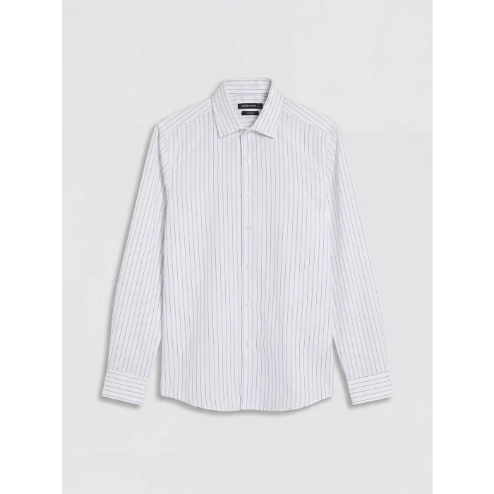 LCW BUSINESS Mavi Slim Fit Çizgili Erkek Gömlek