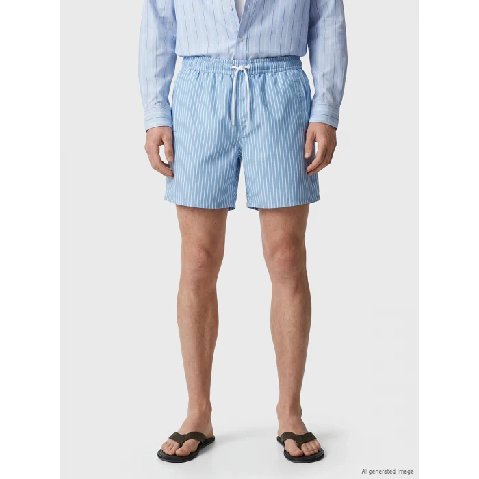 LCW SWIMWEAR Mavi Kısa Boy Çizgili Erkek Deniz Şortu