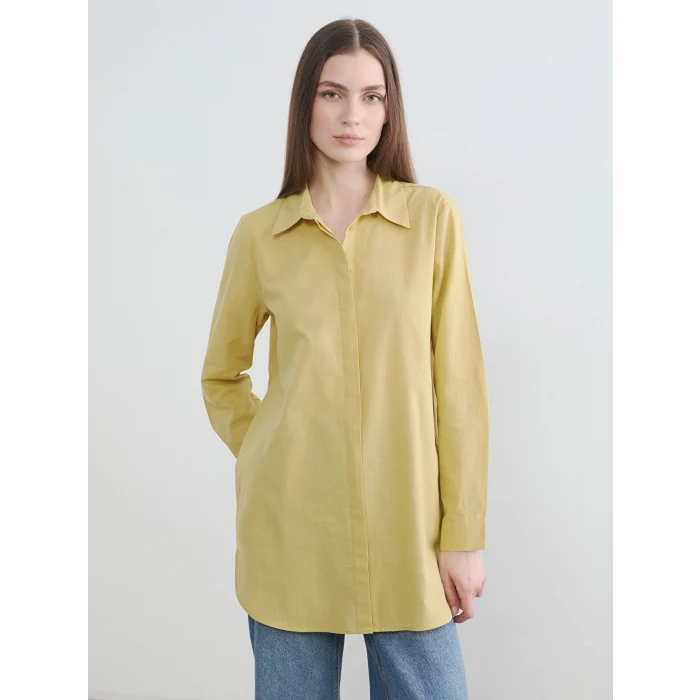 LCW Modest Yeşil Dokulu Kadın Gömlek Tunik