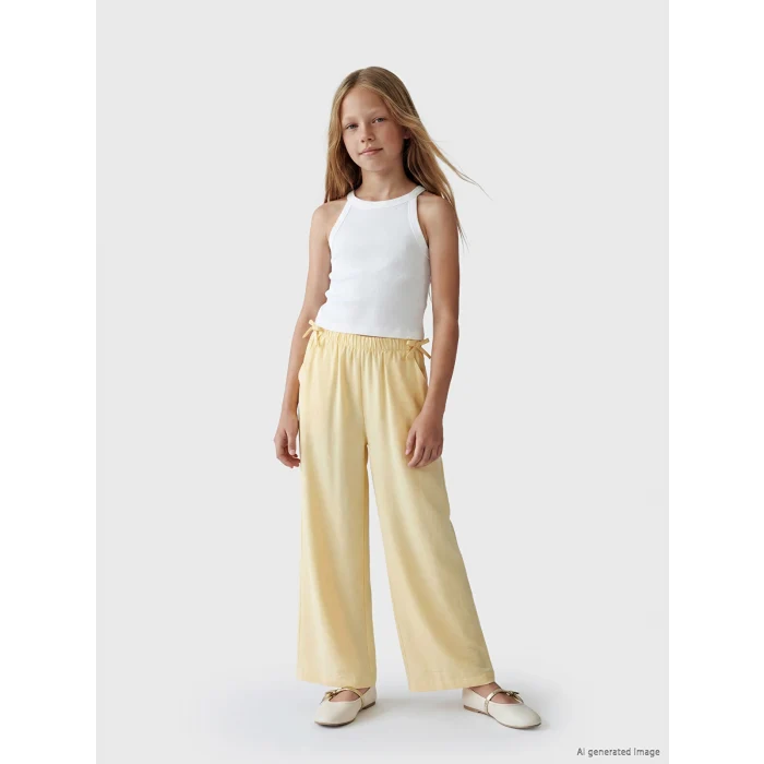 LCW Kids Sarı Fiyonklu Kız Çocuk Pantolon