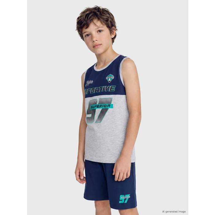 LCW Kids Gri Erkek Çocuk Şortlu Pijama Takımı