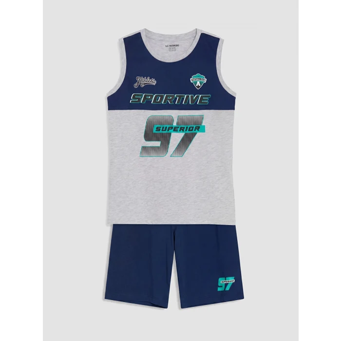 LCW Kids Gri Erkek Çocuk Şortlu Pijama Takımı