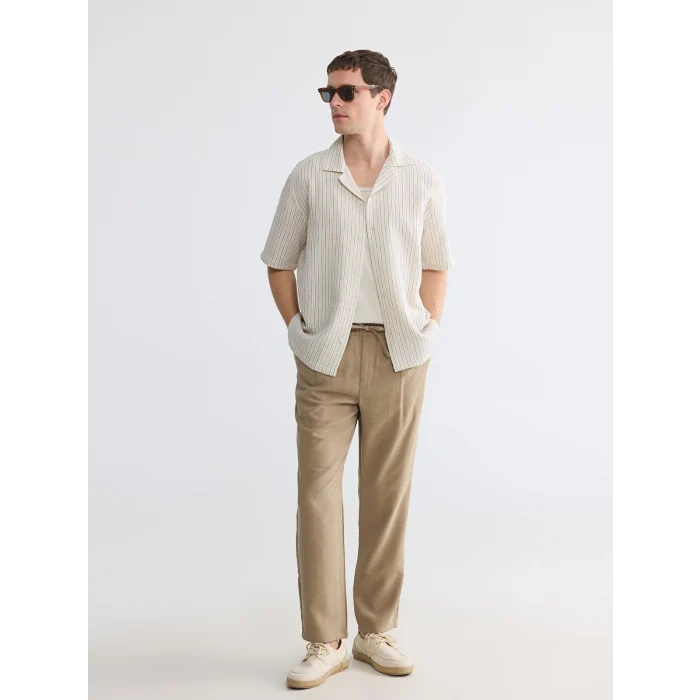 LCW Vision Bej Regular Fit Keten Görünümlü Erkek Pantolon