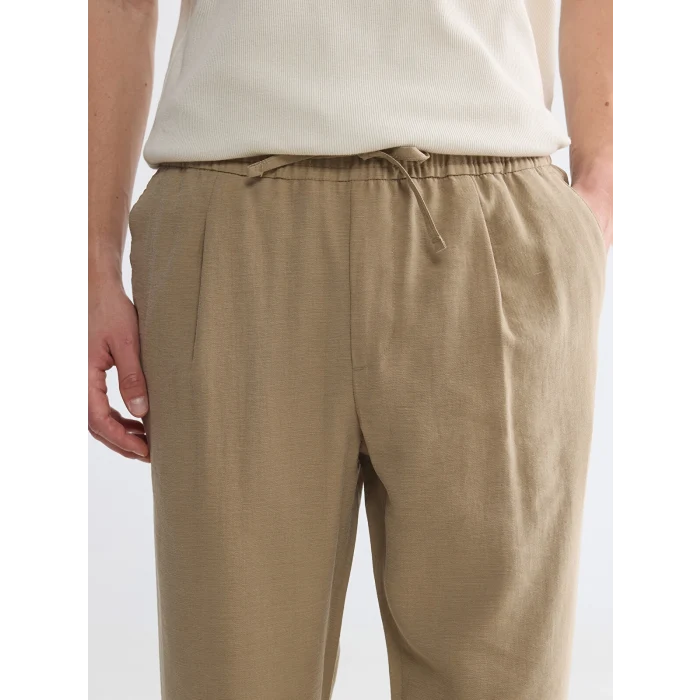 LCW Vision Bej Regular Fit Keten Görünümlü Erkek Pantolon