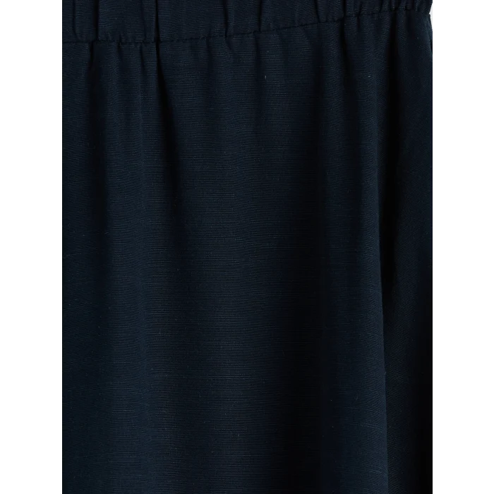 LCW Modest Lacivert Beli Lastikli Keten Karışımlı Kloş Etek