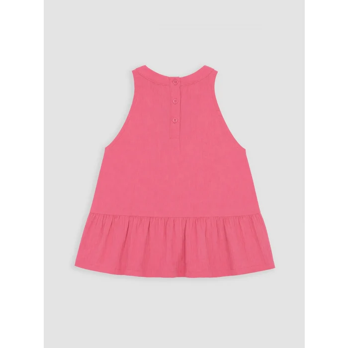 LCW Kids Pembe Çiçek Aplikeli Kız Çocuk Krinkle Takım
