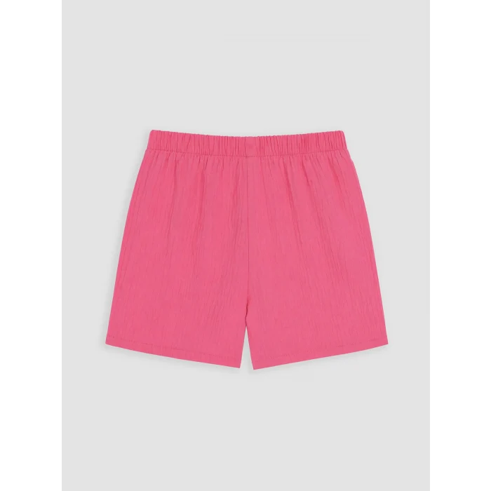 LCW Kids Pembe Çiçek Aplikeli Kız Çocuk Krinkle Takım