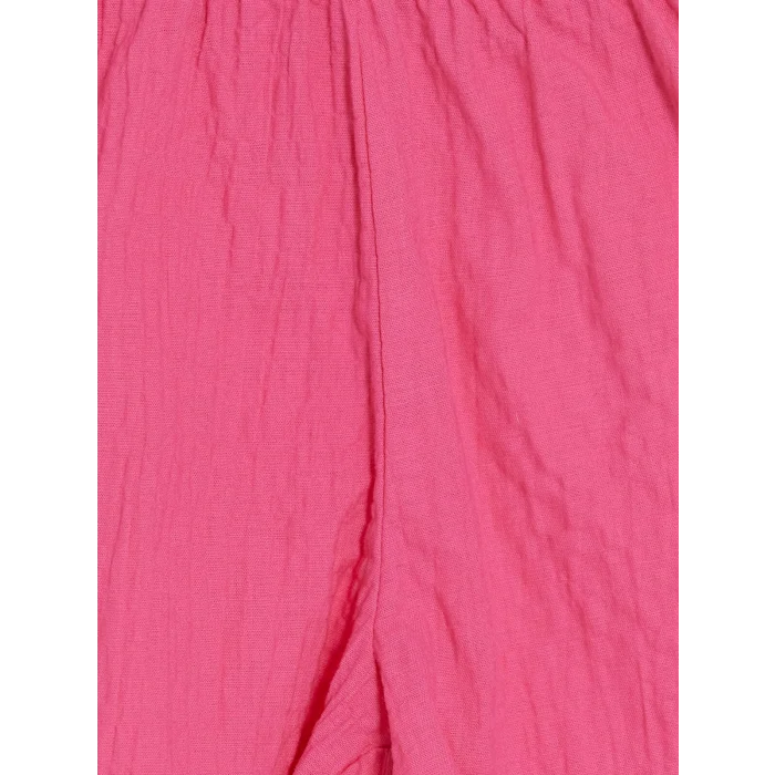 LCW Kids Pembe Çiçek Aplikeli Kız Çocuk Krinkle Takım