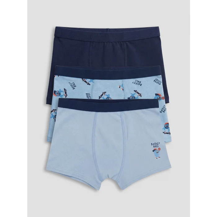 LCW Kids Mavi Erkek Çocuk Boxer 3lü Paket
