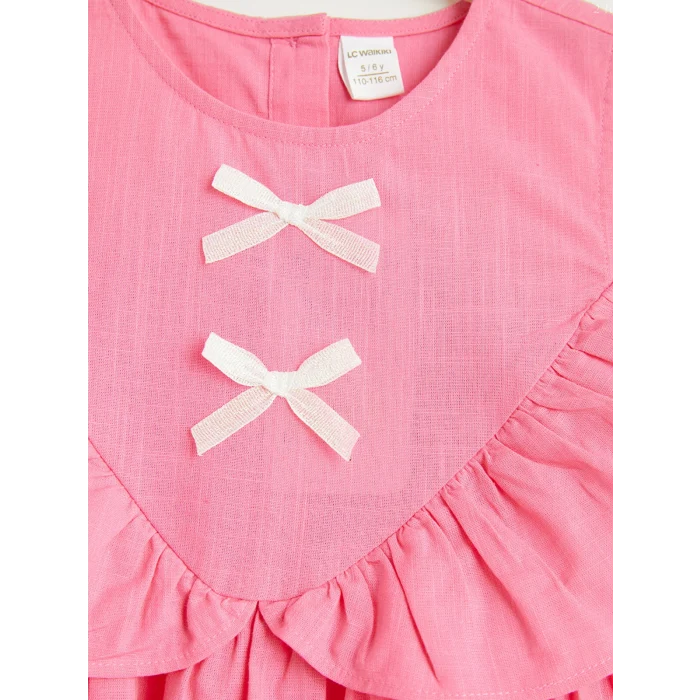 LCW Kids Pembe Kız Çocuk Fiyonklu Elbise