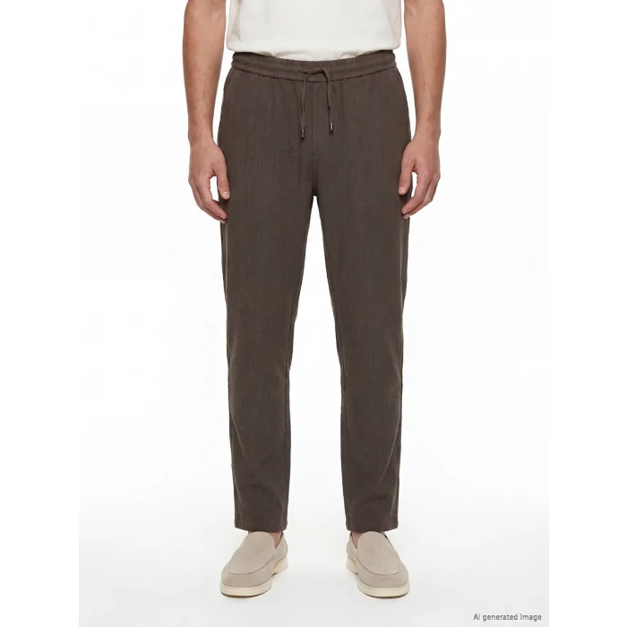 LCW Vision Kahverengi Regular Fit Keten Görünümlü Erkek Pantolon