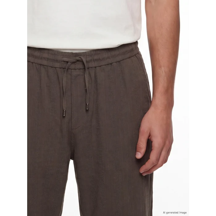 LCW Vision Kahverengi Regular Fit Keten Görünümlü Erkek Pantolon