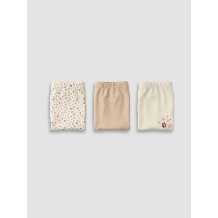 LCW Kids Ekru Baskılı Kız Çocuk Boxer 3lü