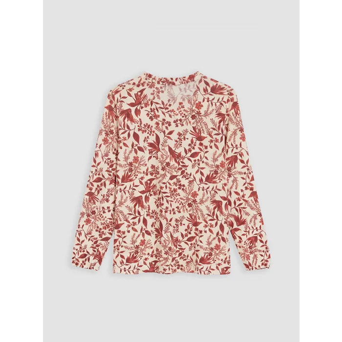 LCW Grace Turuncu Bağlamalı Yaka Desenli Bluz