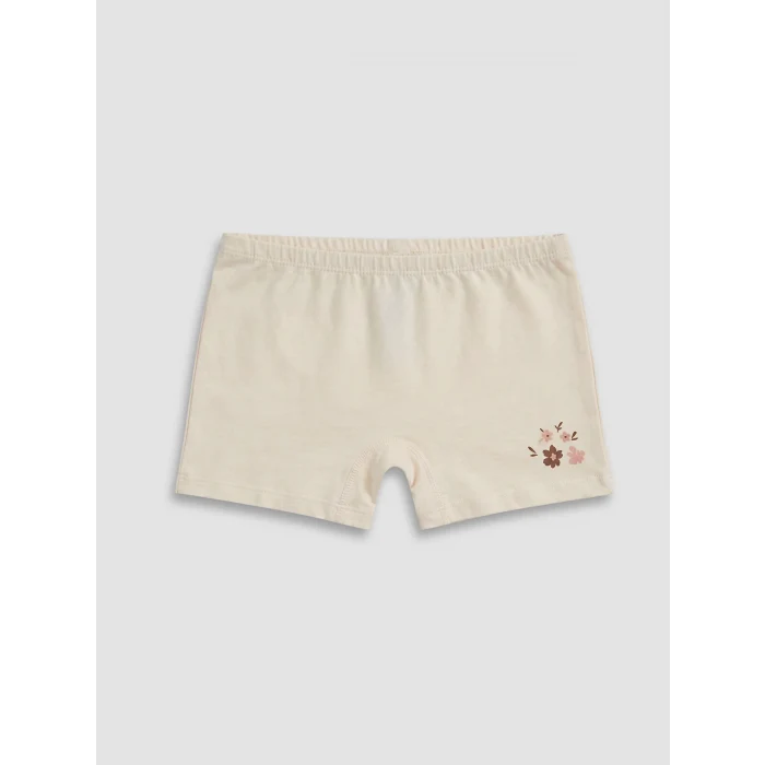 LCW Kids Ekru Baskılı Kız Çocuk Boxer 3lü